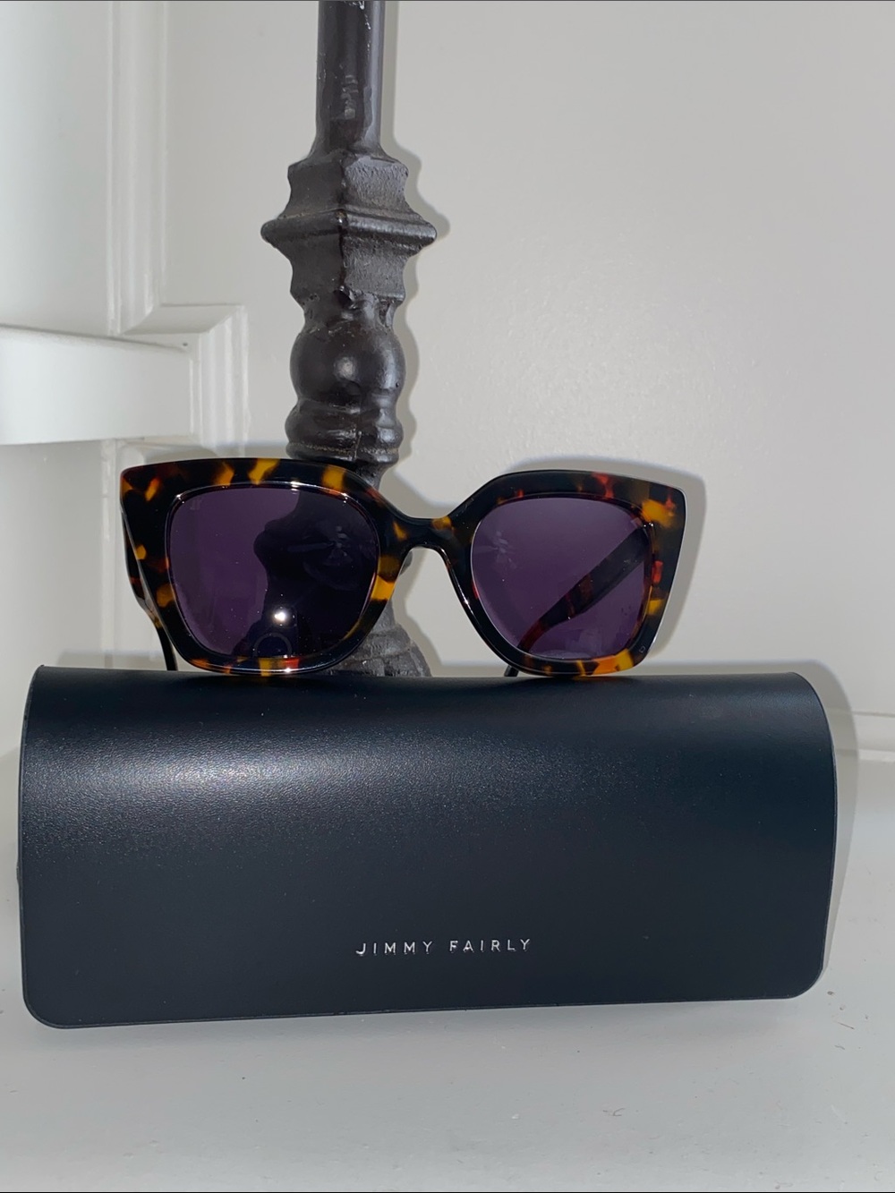 Jimmy Fairly Tortoise Acetate Butterfly Sunglasses with Case